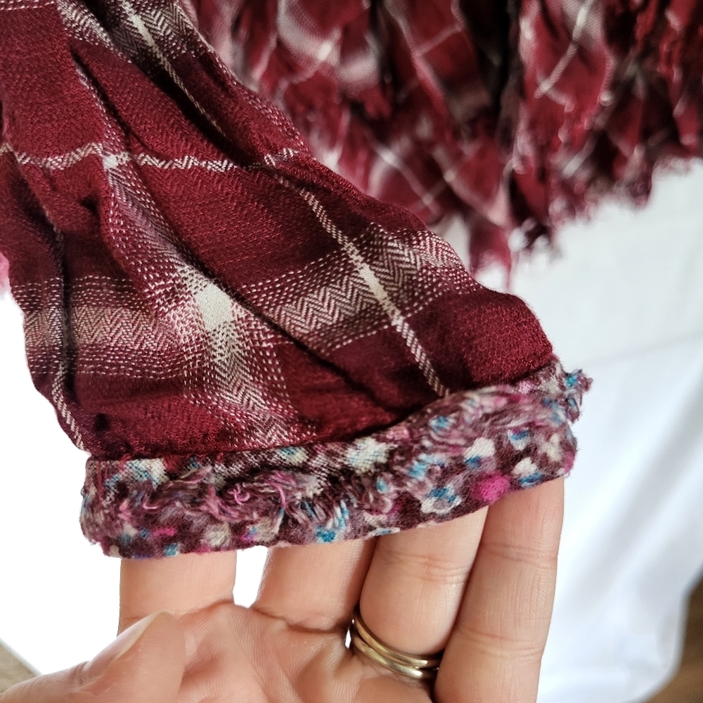 Altar'd State Red Plaid Fringe Blouse Large. SEE DESCRIPTION - Picture 4 of 10